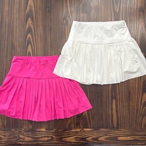 Lot of 2 Skirts SHEIN Size Small Women’s Pleated Built in Shorts Pink White